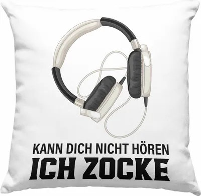 Produktbild von Trendation - Gamer Deko-Kissen mit Füllung 40x40 Geschenk Jungen Zocker Mitbringsel Männer Zocken Gaming Geschenkideen PC Kinder Zubehör Spruch Lustig Kann Dich Nicht Hören (Blau)