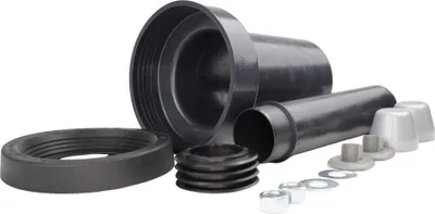 Produktbild von HAAS PE-Wand-WC-Anschlussgarnitur 180 mm, G DN 110/110 mit verchromten Deckkapp