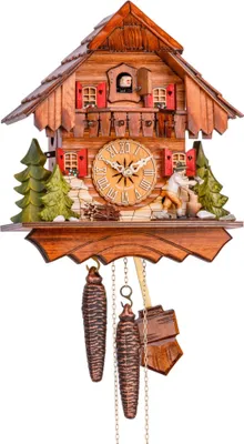 Produktbild von Cuco Clock Kuckucksuhr Schwarzwalduhr "Der Holzhacker" 17 x 23 x 26cm Wanduhr aus Holz, 1 - Tage Werk, manuelle Nachtabschaltung
