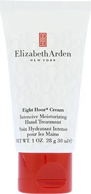 A close-up studio shot of a tube of Elizabeth Arden Eight Hour Cream Intensive Moisturizing Hand Treatment.
