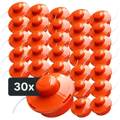 Produktbild von NEMAXX® FS1 Tap & Go Fadenkopf Tippautomatik Doppelfaden 30er-Set – Motorsense/Freischneider – M10x1,25 Linksgewinde, Schnittkreis 380 mm – Orange
