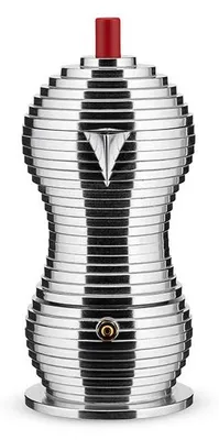 Produktbild von Alessi MDL02/3 R Pulcina Espressomaschine - Gußaluminium. Griff und Knopf aus PA, rot. 3 Tassen