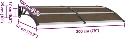Produktbild von vidaXL Vordach Schwarz 200x100 cm PC