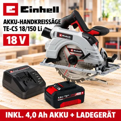 Produktbild von Einhell Handkreissäge TE-CS 18/150 Li - 18V mit Akku 4.0 Ah, Ladegerät