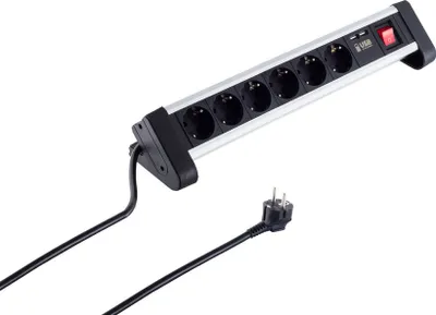 Produktbild von Tischsteckdosenleiste 6-fach mit USB Ladefunktion