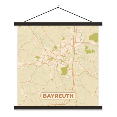 Produktbild von MuchoWow® Textilposter Bayreuth - Karte - Vintage - Stadtplan 40x40 cm mit schwarzem Rahmen - Fotos
