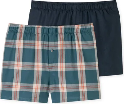 Produktbild von SCHIESSER Jungen Web-Boxershorts, 2er Pack - Unterwäsche, Baumwolle Dunkelblau/Hellblau 176