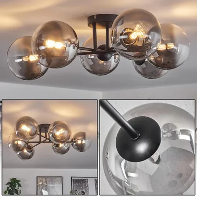 Produktbild von Isorella Deckenlampe aus Metall/Glas in Schwarz/Rauchfarben/Klar