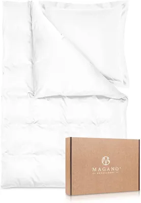 Produktbild von Magano® Luxus Bettwäsche-Set - Bambus & Baumwolle Satin - 400 TC (Pure White, 155x200 cm + 40x80 cm)