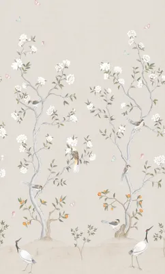 Immagine prodotto di Sanders & Sanders fotomurale fiori e uccelli beige e bianco 159 x 280 cm