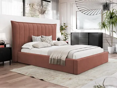 Obrázek produktu pro Manželská čalouněná postel 140x200 AMOL - růžová