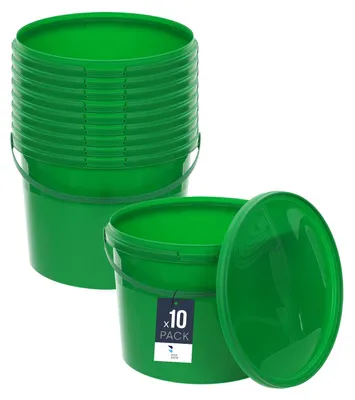 Produktbild von BenBow Eimer mit Deckel 10L x10 Grün - lebensmittelecht, stabil, luftdicht, auslaufsicher, geruchsneutral - Plastikeimer mit Henkel - leer