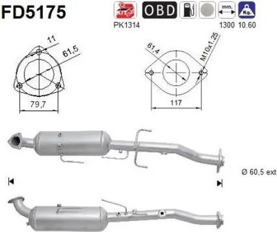 Obrázek produktu pro Filtr Pevných Částic Dpf Toyota Hilux Vii 2.5D Euro 5