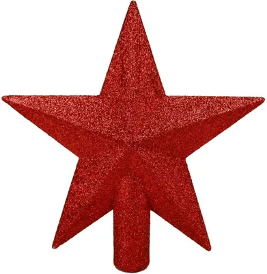 Produktbild von HAAC Baumspitze Stern für Weihnachtsbaum Größe 22 cm Farbe rot mit Glittern