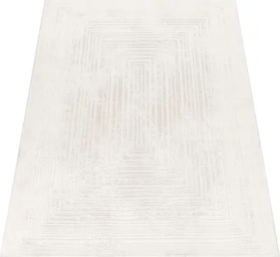 Immagine prodotto di Tappeto soggiorno a pelo corto motivo scandinavo boho tinta unita 3D beige crema dimensioni 120x170 cm