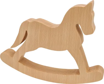 Produktbild von Weihnachtsdeko Tischdeko Schaukel-Pferd, Stern, Baum o. 3er-Set Buche Geölt V-40.11-21