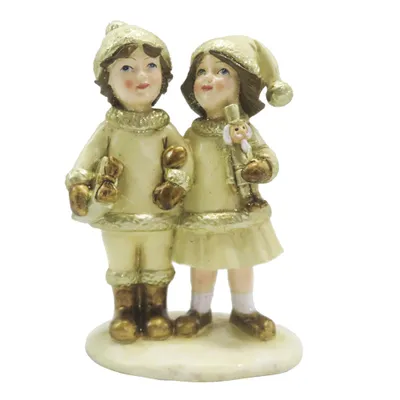 Immagine prodotto di Clayre & Eef Figurina Bambini 15 cm Poliresina color oro beige