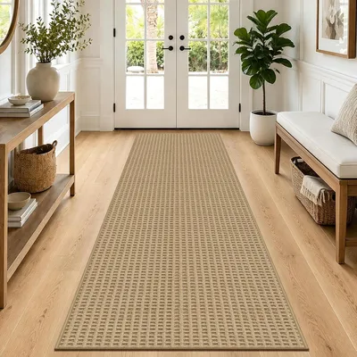 Immagine prodotto di Tappeto rettangolare di 80 x 200 cm con motivo geometrico, base antiscivolo e tessuto lavabile, ideale per ingresso, soggiorno o cucina
