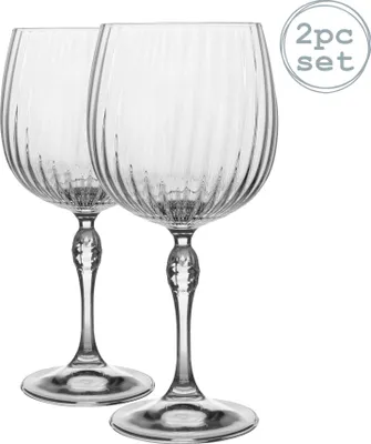 Produktbild von Bormioli Rocco 2 Stück America ‚20s Gin und Tonic-Gläser-Set - Vintage Art Deco spanische Copa de Balon Cocktailglas - 240ml