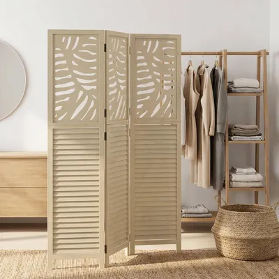 Produktbild von Homestyle4u Paravent Raumteiler 3 teilig Holz Raumtrenner Trennwand Sichtschutz Spanische Wand