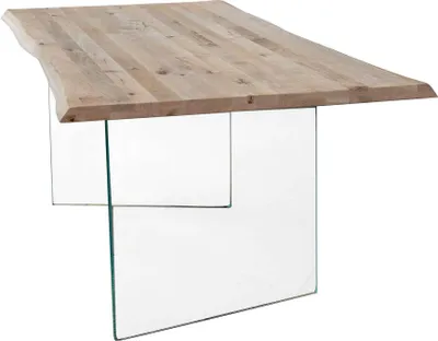 Immagine prodotto di Milani Home - Tavolo Da Pranzo Moderno Di Design Cm 160x90 Struttura In Vetro Piano Naturale Massello Per Sala Da Pranzo Cucina Ristorante - Marrone