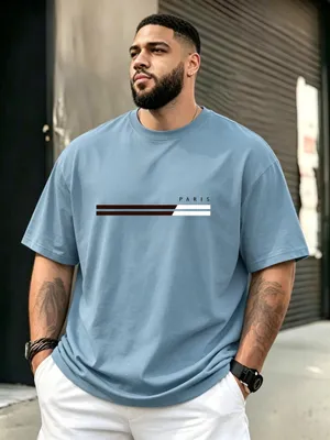 Produktbild von Men'S T-Shirt, Plus Size Men'S Clothing, Summer Short Sleeve Round Neck Top, Comfortable And Breathable Pullover, Casual All-Match, Fashionable Leisure, Outdoor Sports Wear, Suitable for Teenagers, Adults, Middle-Aged And Elderly, All Ages, 4XL