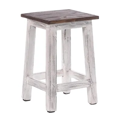 Produktbild von Sitzhocker MADERO | 48x30cm(HxB), Recyclingholz, Holzhocker, Hocker  | Farbe: 05 weiß-natur