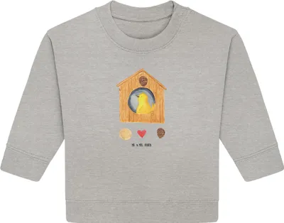 Produktbild von Mr. & Mrs. Panda Organic Baby Pullover Vogel Haus 6. - 12. Monat - Heather Grey - Geschenk, Castle, Wohnung, Zuhause, Vogelhaus, Bullover, Familie, Lustige Sprüche