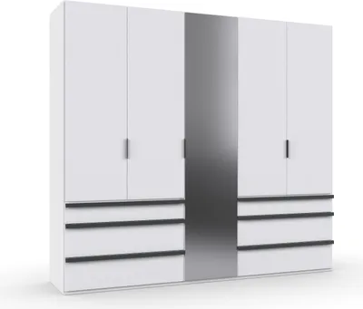 Produktbild von Falttürenschrank >OXFORD< in WEISS mit Spiegel - 250x236x58cm (BxHxT)