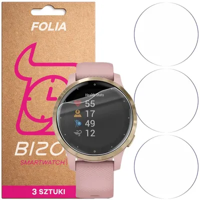 Produktbild von 3x Schutzfolie für den Bildschirm für Garmin Vivoactive 4S, Bizon Watch HydroFlex