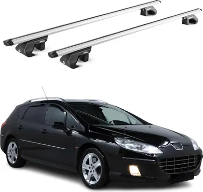 Image de Barres de toit transversales ABE pour Peugeot 407 SW 2004-2012 5 P Alu Gris 2x