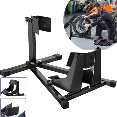 Produktbild von LARS360 Motorrad-Montageständer Profi-Set – Stahlheber mit Verstellbarem Reifenhalter (17"-21"/90-130mm) & Rutschfesten Gummibasen | 62x46x41 cm