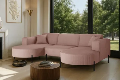 Produktbild von Kaiser Möbel Ecksofa, Sofa Designer Modena U Rein stoff Poso Rosa