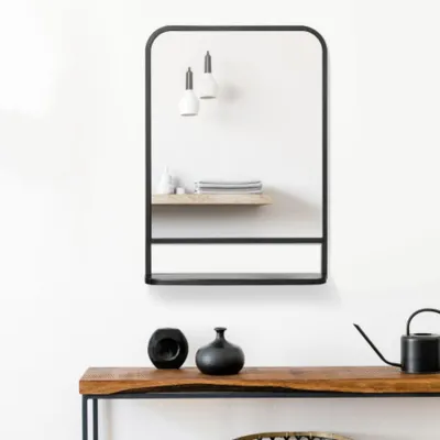 Produktbild von Wandspiegel mit Ablage, modern elegant rechteckig für Wohnzimmer & Flur 70x50cm