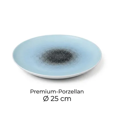 Produktbild von Premium Porzellan Teller Ø 25 cm – Stilvoller tiefer Teller mit blauem Farbverlauf