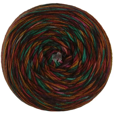 Produktbild von Lana Grossa - Meilenweit 100g Sooty 6221 orange goldgelb dunkelfuchsia dunkelviolett smaragd