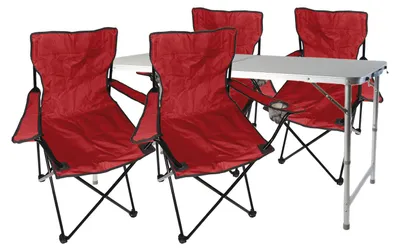 Produktbild von 5-teiliges Campingmöbel Set Tisch höhenverstellbar + Stühle +Tasche