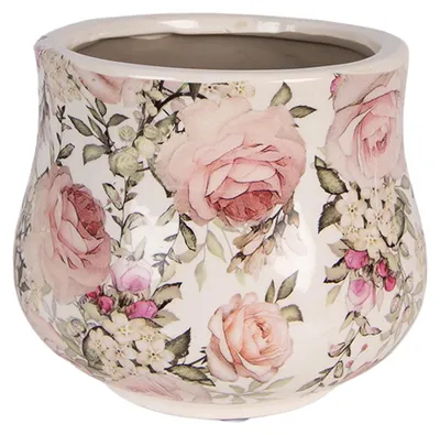 Productafbeelding van Clayre & Eef bloempot, diameter 18 cm, hoogte 15 cm, beige, keramiek