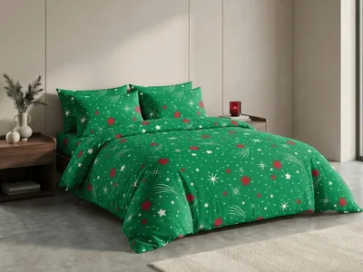 Obrázek produktu pro Mikroplyšové povlečení NOČNÍ OBLOHA zelené 70x90 + 140x200