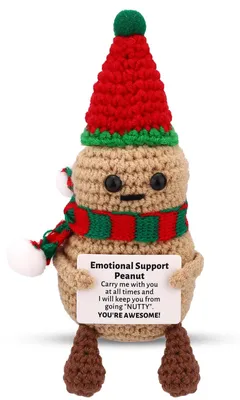 Handgehäkeltes Erdnuss-Ornament, Weihnachtsdeko, 14x6x8 cm