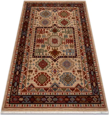 Produktbild von Teppich Wolle KESHAN Franse, Ornament orientalisch 6668/53555 beige / rotwein beige 80x145 cm
