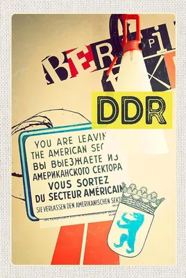 Produktbild von vianmo Holzschild 18x12 cm Berlin DDR Amerikanischen Sektor Armee