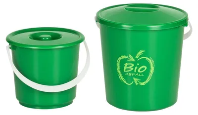 Produktbild von Bioabfalleimer Komposteimer Küchenabfalleimer - 2er Set - 2,7 l und 5 l - Mit Deckel - Mit Tragegriff