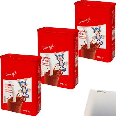 Produktbild von Jeden Tag Schokodrink 3er Pack (3x800g Dose) + usy Block