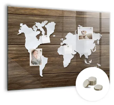 Produktbild von Dekorative Magnettafel 100x70 cm - Magnetwand - für Fotos, Karten und Notizen - Fotowand - Memoboard - Magnetpinnwand - Wanddekoration - Weltkarte auf Tafeln