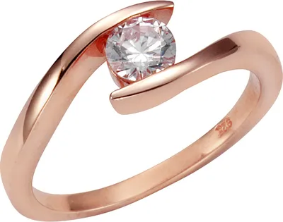 Produktbild von F Ring 925/- Sterling Silber rot 060 (19,1) Zirkonia weiß 360272058-2