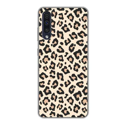 Produktbild von MuchoWow® Handyhülle Schutzhülle Hülle für Samsung Galaxy A30s Weiß - Rosa - Leopardenmuster Silikon Softcase Handy Hülle - Karteninhaber