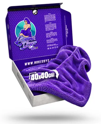 Produktbild von Nuke Guys Gamma Dryer S | Ultra saugstarkes handliches Trockentuch 1400 GSM in Lila 40x40cm | Fusselfrei, abgerundete sanfte Fasern, kratzerfrei | Premium Mikrofasertuch für Auto Motorrad Fahrrad