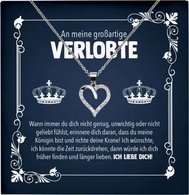 Produktbild von 22Feels Verlobung Geschenk Frauen Herz Halskette mit Karte Ich Liebe Dich Großartige Verlobte Valentinstag Hochzeitsplanung Jahrestag (Damen Silber 925/000 Schmuck)