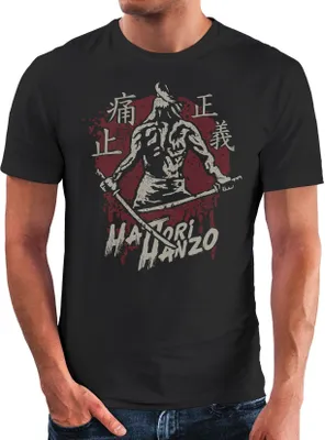 Produktbild von Neverless® Herren T-Shirt Samurai japanische Schriftzeichen Schriftzug Hattori Hanzo Fashion Streetstyle schwarz XL